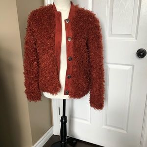 Guess fire orange-red fuzzy jacket